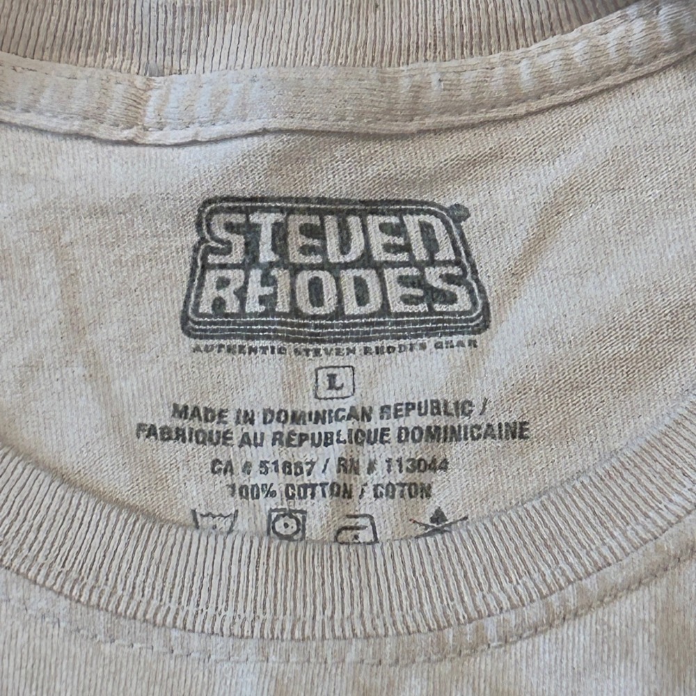 Steven Rhodes Dont Talk To Strangers Alien Safety Education Shirt Mens L Beige - Picture 3 of 7